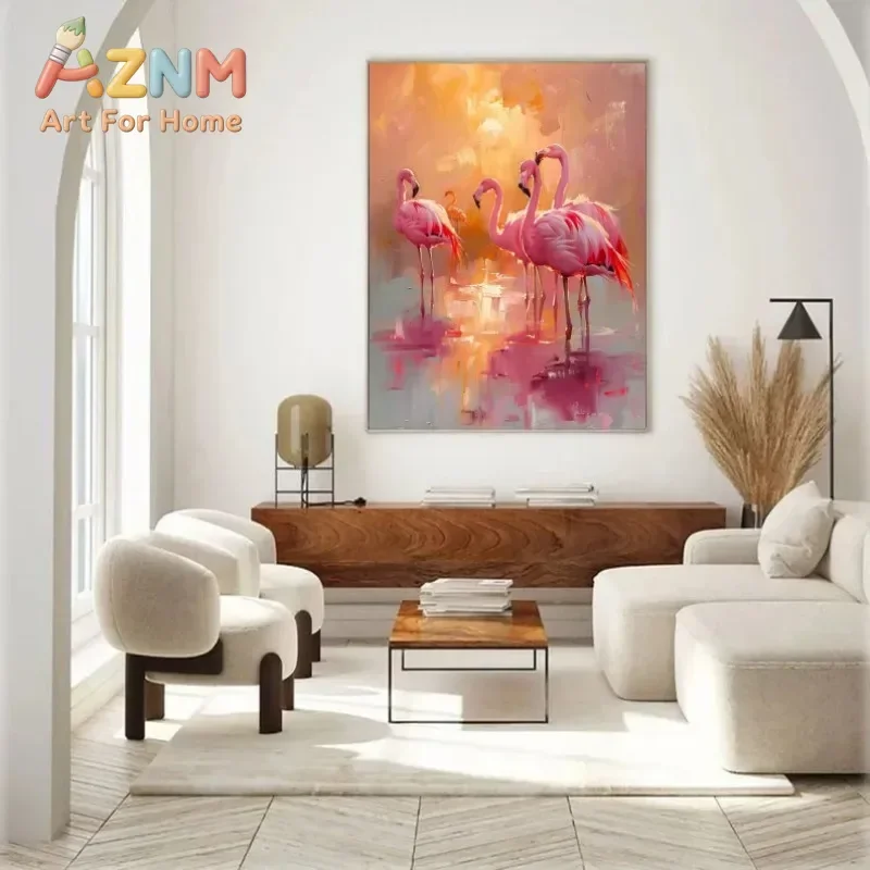 1pc frameless Colourful Birds Animal Poster Flamingo White Swan Flying Crane Abstract Canvas Wall Art for Living Room Home Decor