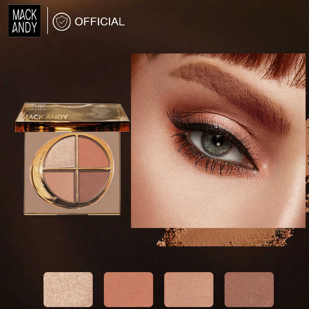 

MACKANDY Quad-Colors Makeup Shimmer Eyeshadow Palette Natural Nude Matte Highlighter Pigment Long Wearing Eye Shadow Pallete Set