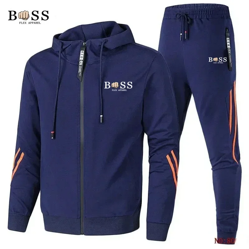 

Men's Sets Zip Hoodie+Pants 2-piece Set 2024 Spring New Fashion Sports Brand Set Men's Casual Fitness Jogging Sportswear Suit