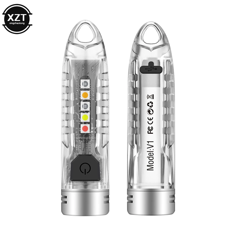 Portable Mini 400 Lumens  Portable Torch LED Flashlight UV Light Camping Pocket Lantern Multifunctional Waterproof Keychain Lamp