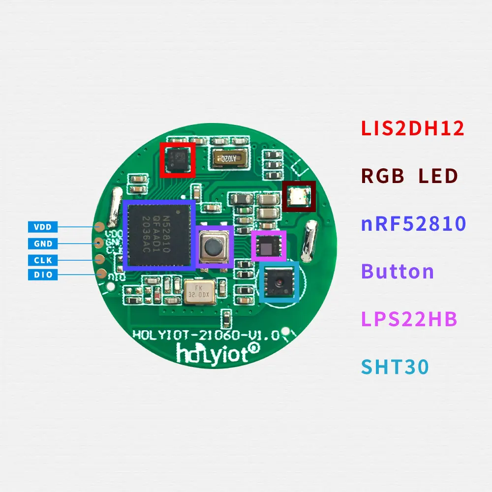 Бесконтактный маркетинг Holyiot ble тег ibeacon с акселерометром LIS2DH12 SHT30 температура влажности LPS22HB датчик барометра