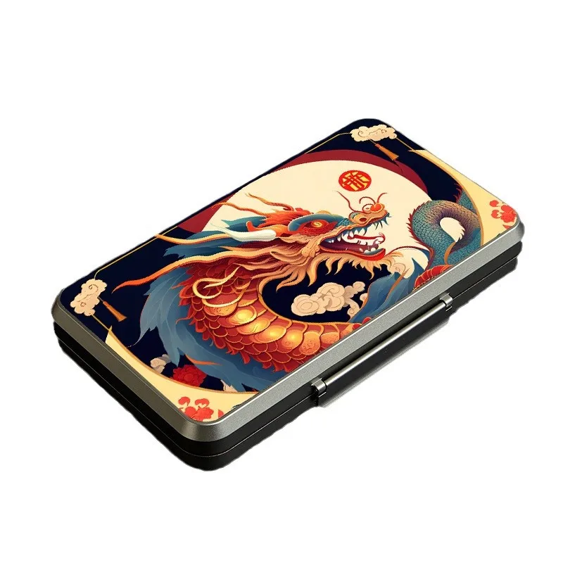 

Portable Metal Cigar Humidor with Dragon Pattern, Ultra Thin Design, and Capacity for Five Cigars