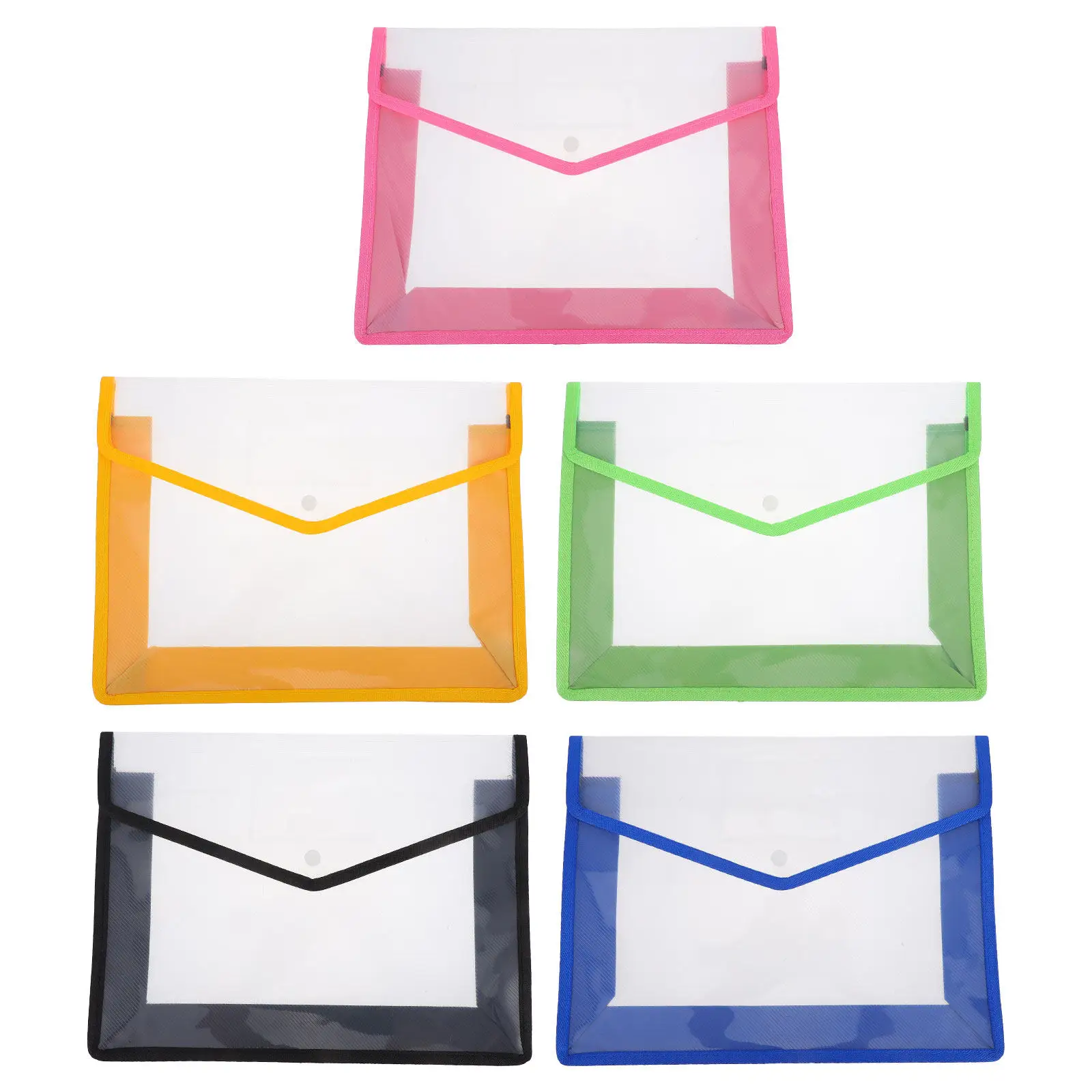 

5Pcs File Folder Organizer Plastic Expanding Wallet Snap Closure School Office Document Receipt Organizer A4 Size Colorful