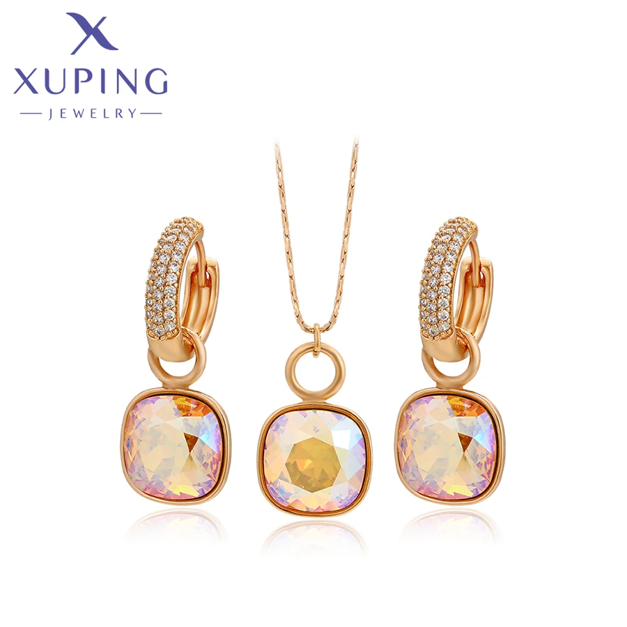 Xuping Jewelry Elegant Charm Earrings and Necklace Crystal Jewelry Set for Women Girl Party Birthday Gift 60206