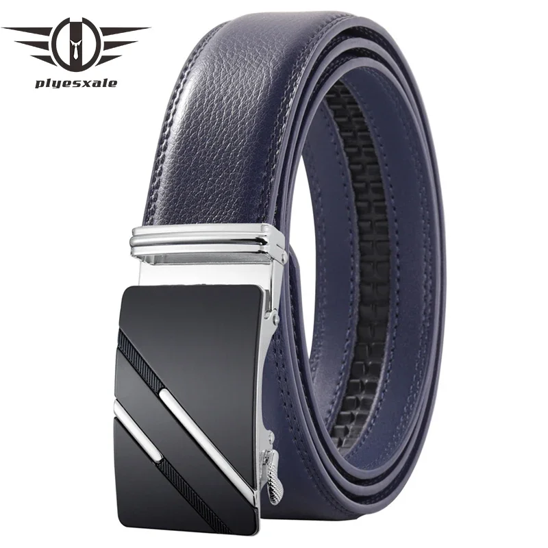 

Plyesxale Brand Genuine Leather Belts For Men Automatic Buckle Mens Belts Luxury Designer Black White Red Brown Waist Strap B833