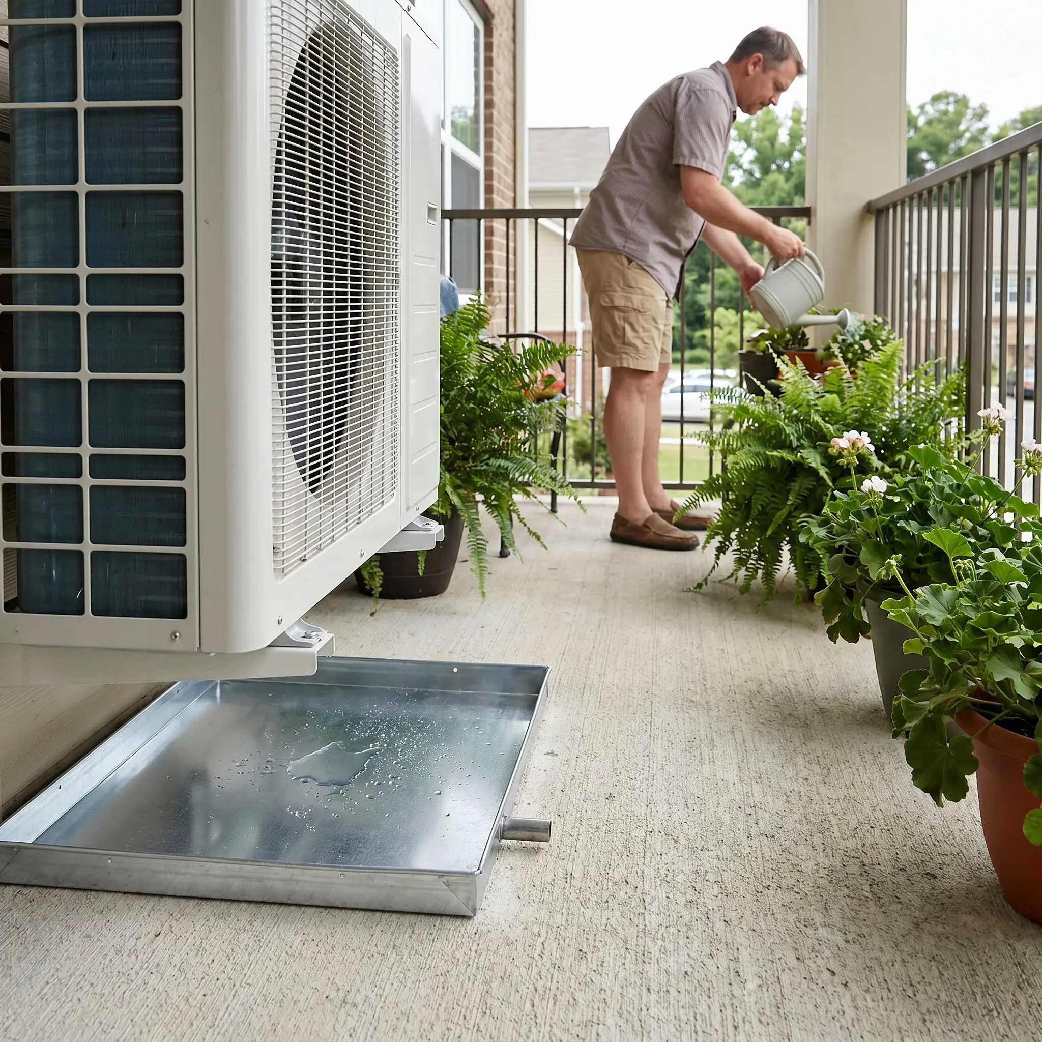 

Air Conditioner Drip Pan Heavy Duty Galvanized Steel and Plastic Drain Tray for Portable Window Ac Units Water Leakage