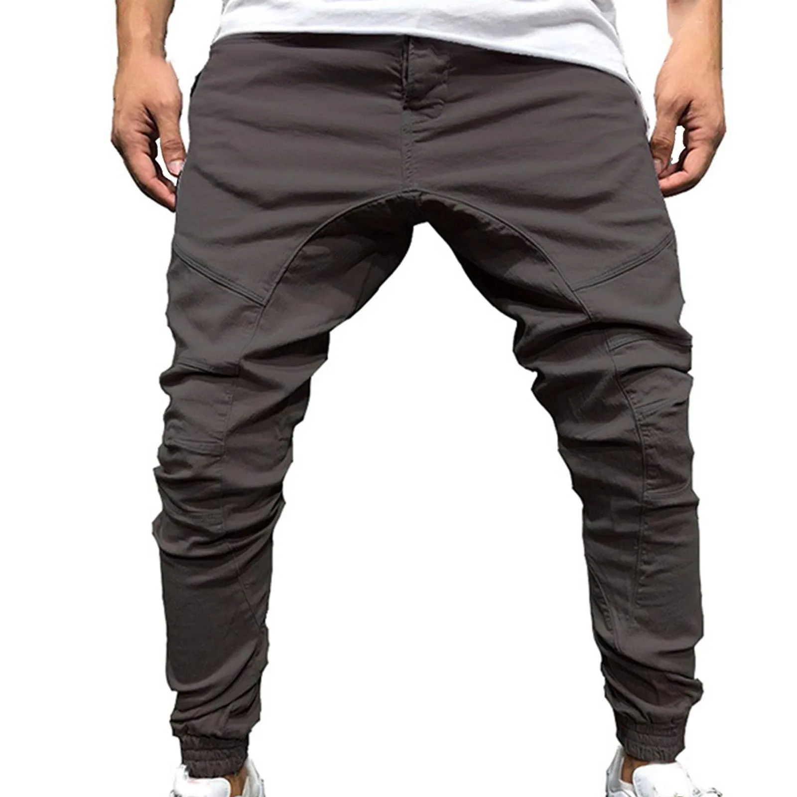 

Men's Trousers Overalls Casual Sports Pants Trousers With Zipper Pockets Foam Slip