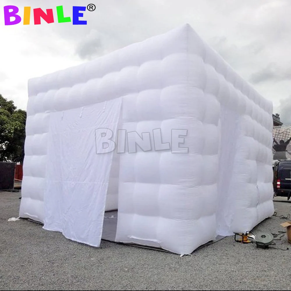 Tente Cube gonflable blanche de 3.6x3.6m, offre spéciale, kiosque pour exposition de photos LED avec souffleur