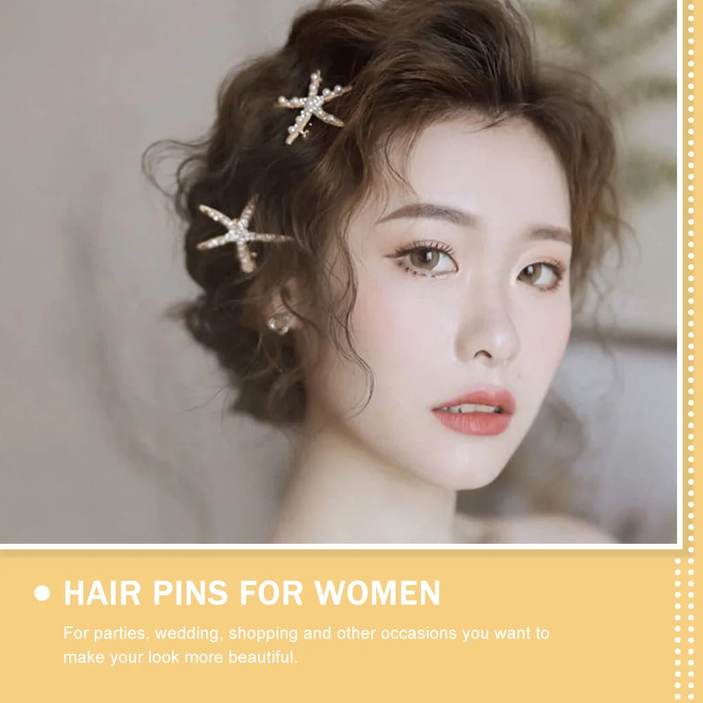 

3 Pcs Girls Hair Accessories Wedding Clip Bride Rhinestone Pins Golden Pearl Hairpins Bridal Accessory Clips for Women Mother