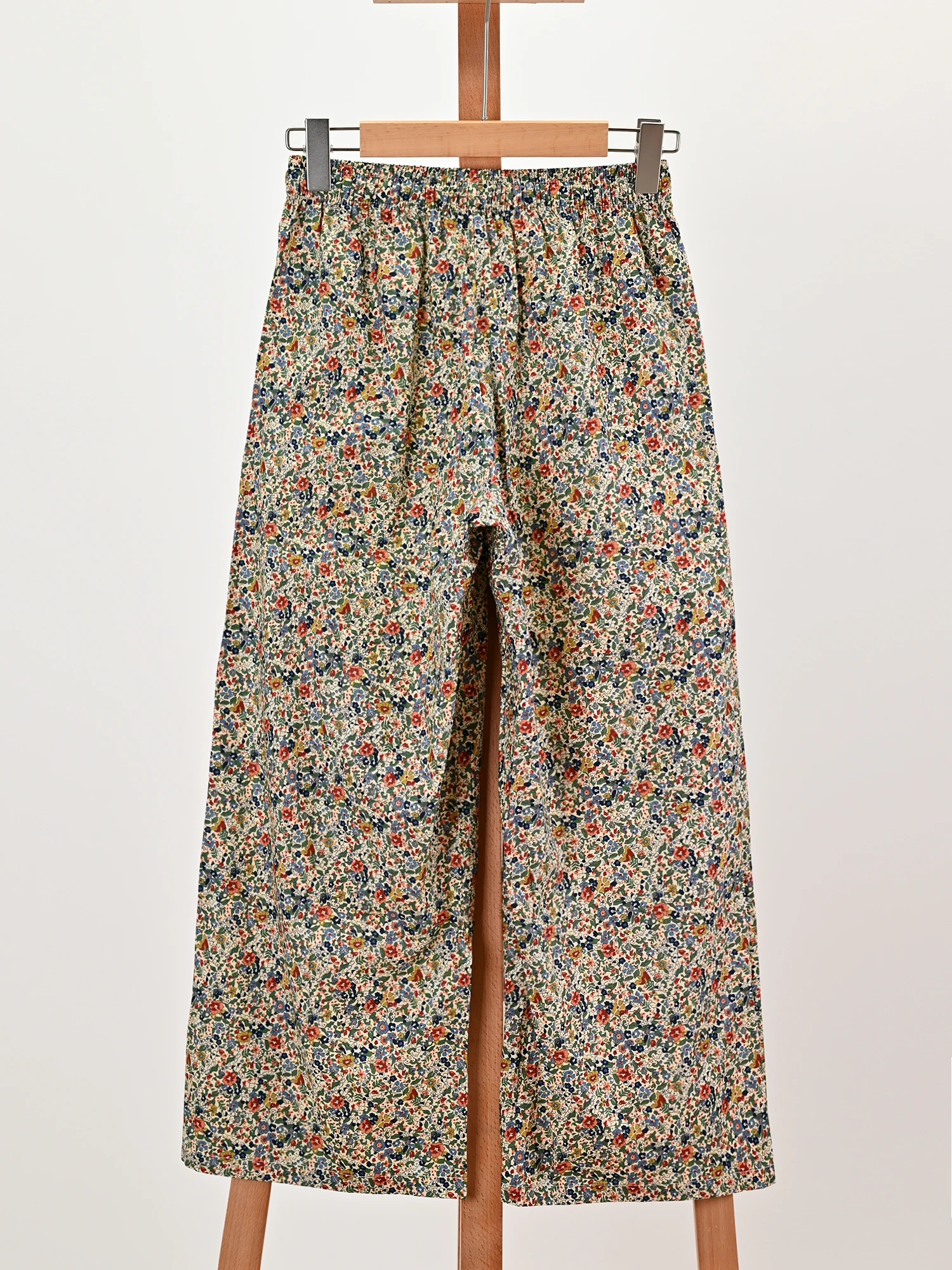 100% Cotton Monet Garden Casual Loose Wide Leg Pants Women's Pure Cotton Nine-Piece Loose Fit Straight Leg Trousers