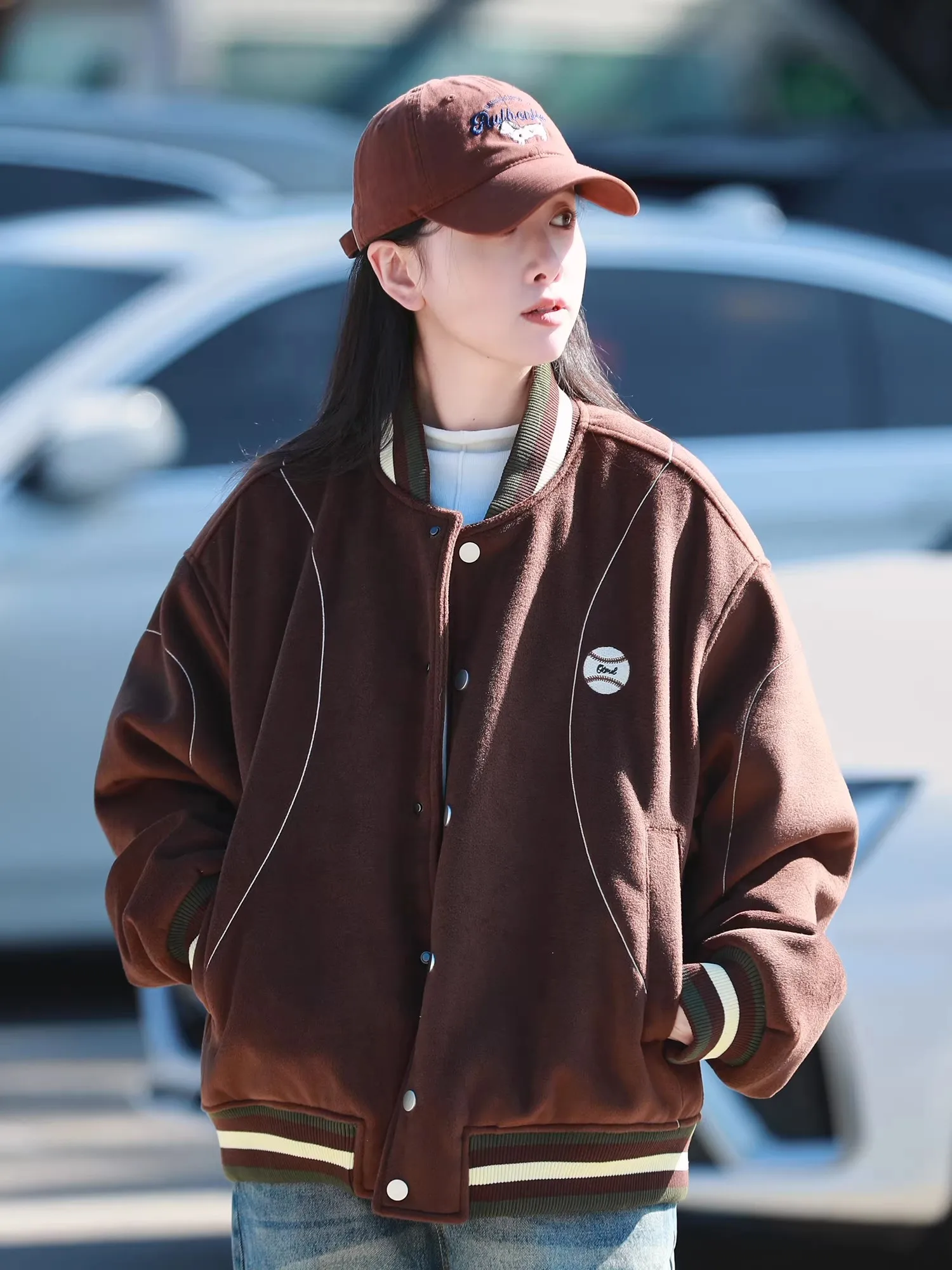 Jaet de algodón de béisbol de invierno para hombre, abrigo cálido informal holgado con sensación de diseño, abrigo para estudiante Sli