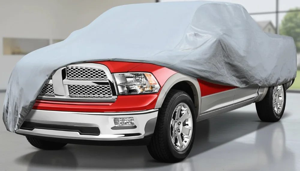 

All-Weather Waterproof Breathable Truck Cover for Indoor Outdoor Use, Fits 241"-250" Pickup Trucks with Windproof Straps