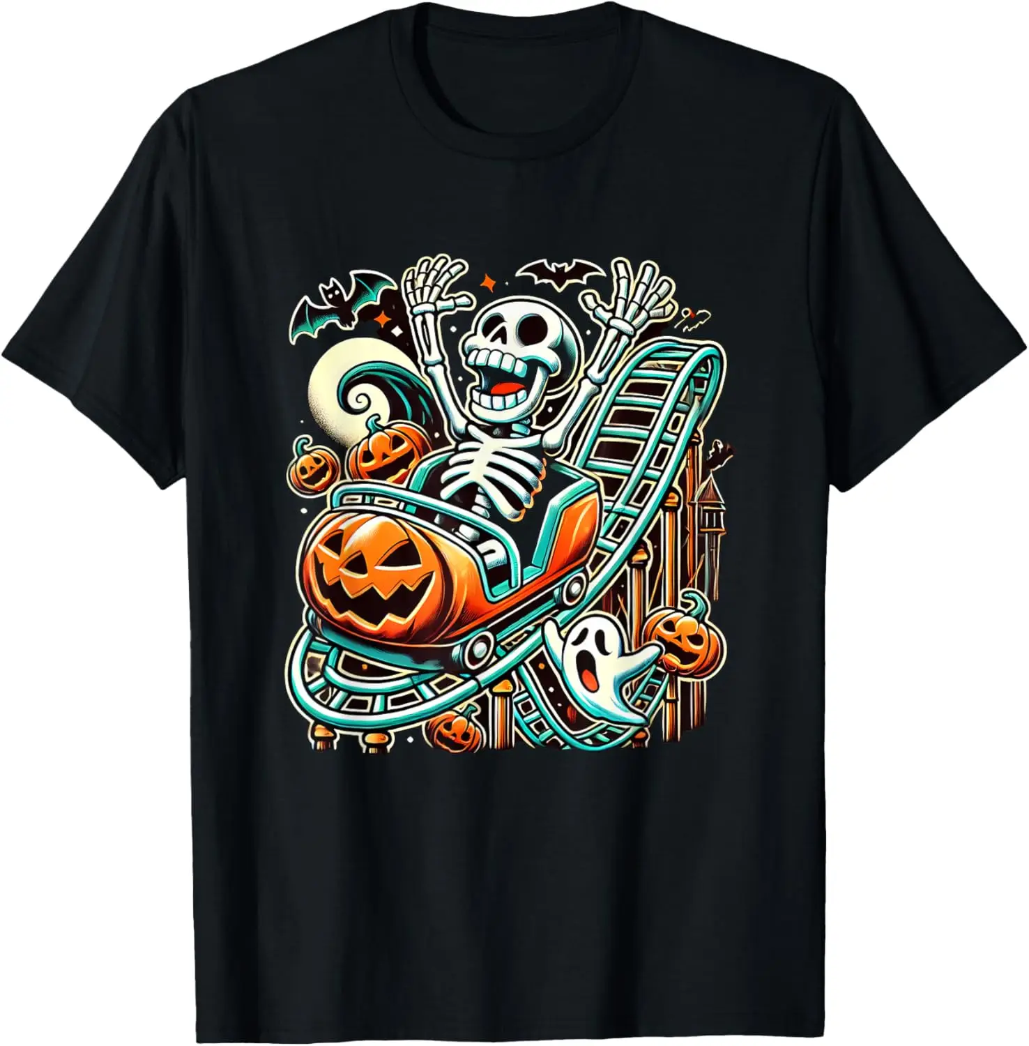 Halloween Skeleton Roller Coaster T-Shirt