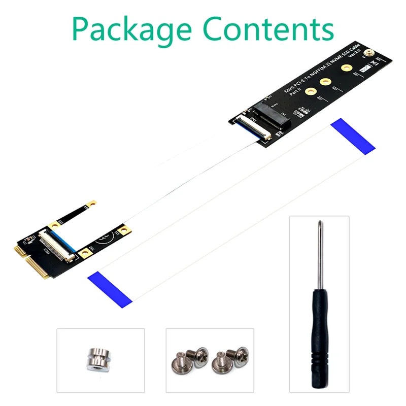 M.2 NVME SSD To Mini PCI-E Adapter With FFC Cable For M.2 M-Key 2230/2242/2260/2280 NVME SSD Converter Extension Cord Durable