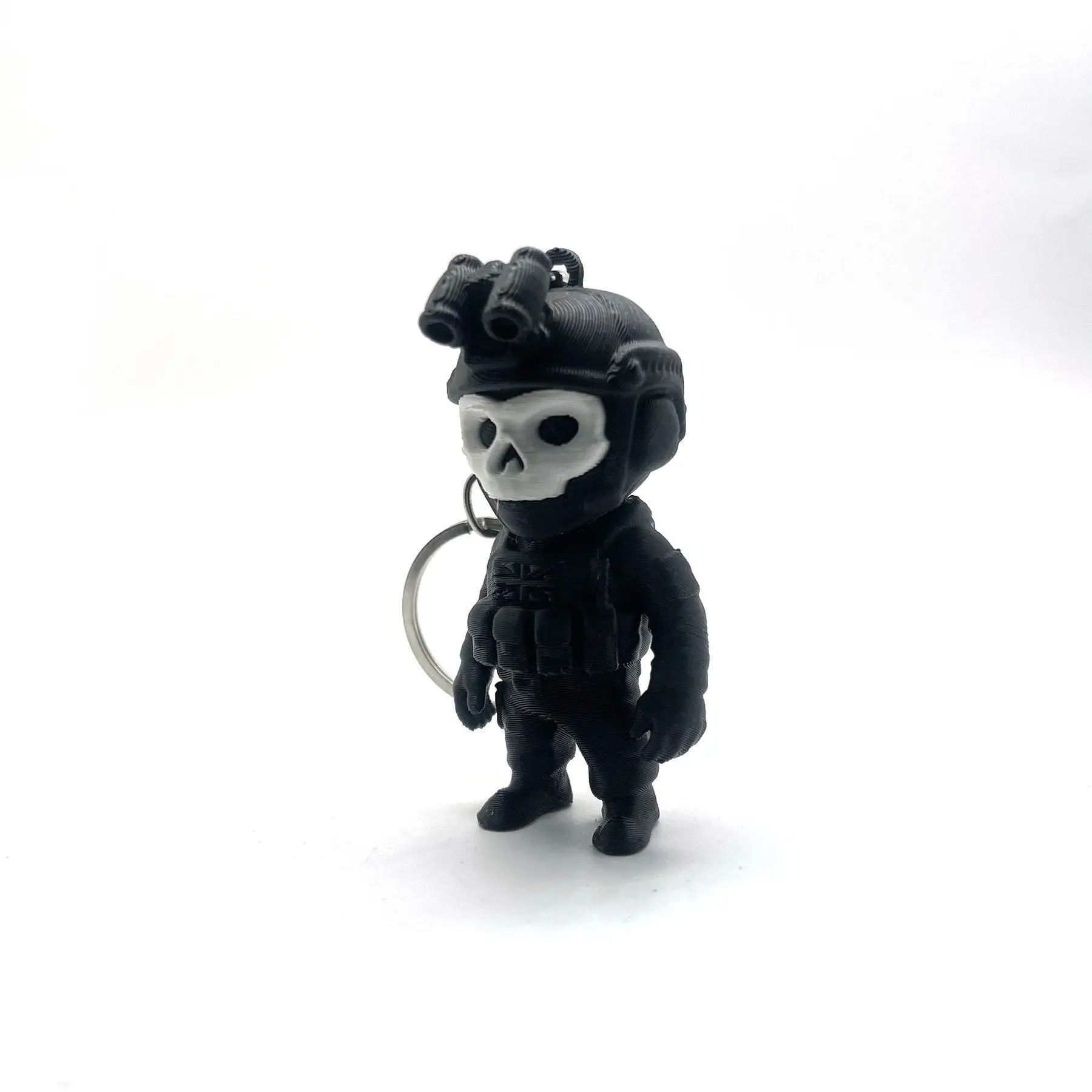 2026 Cute Ghost Call of Duty Keychain with O-Shaped Buckle 3D Printed Keyring Backpack Accessory Key Chain Anime Accessories - view 6
