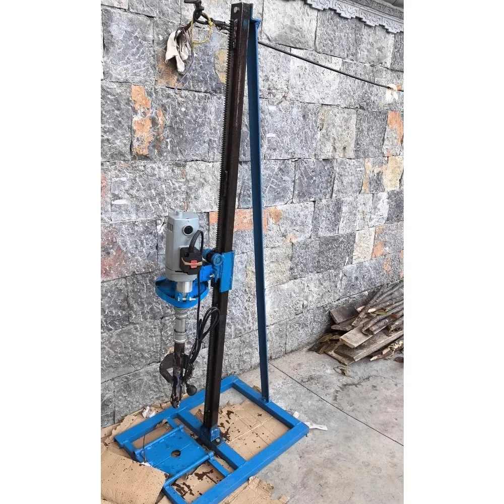 Portable Mini Bore Tube Deep Water Well Drilling Rig Hand-Cranked Frame with Electric Power Source for Construction Industries