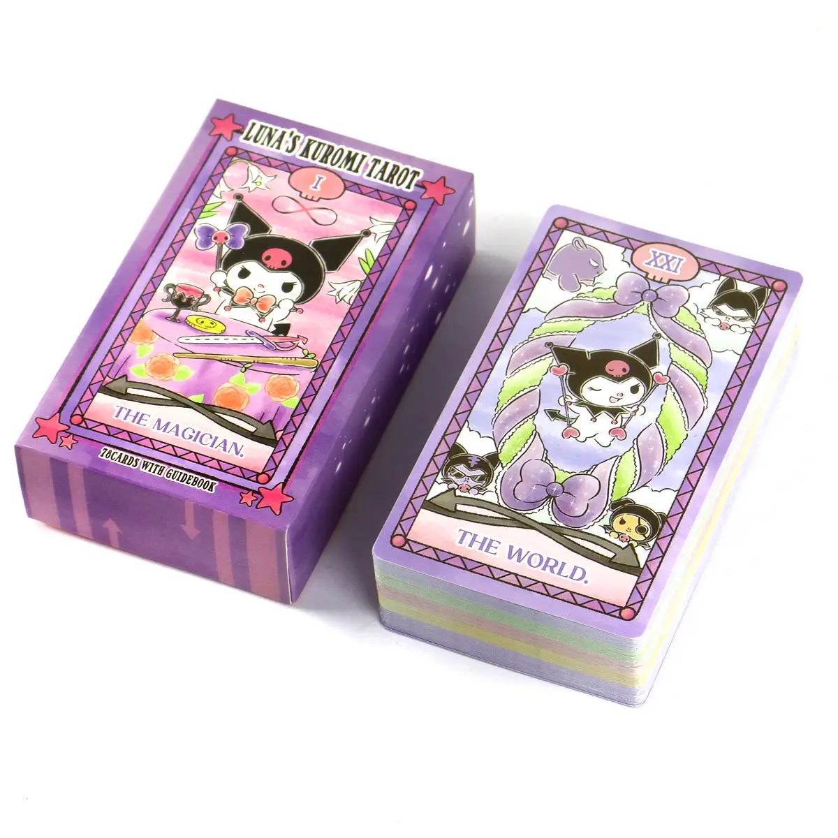 Kuromi Tarot Set, Cute Cartoon Fashion Tarot Cards 78 Tabletop Cards of Group Games for Parties, Precognition & Divination Cards