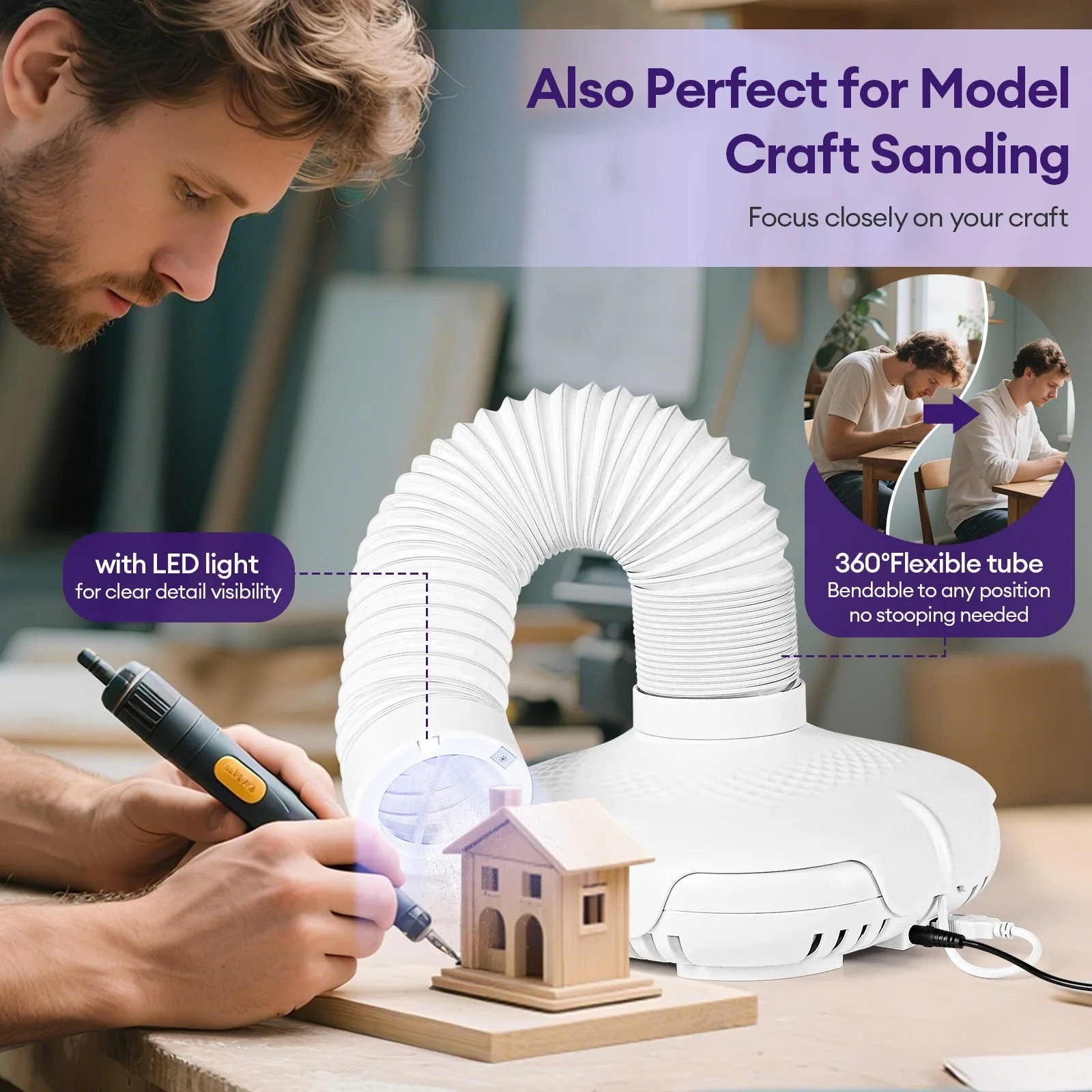 130W Powerful Fan Nail Dust Collector Turbo Vacuum Cleaner With Tube Retractable Elbow Design For Nail Art Salons And Home Use