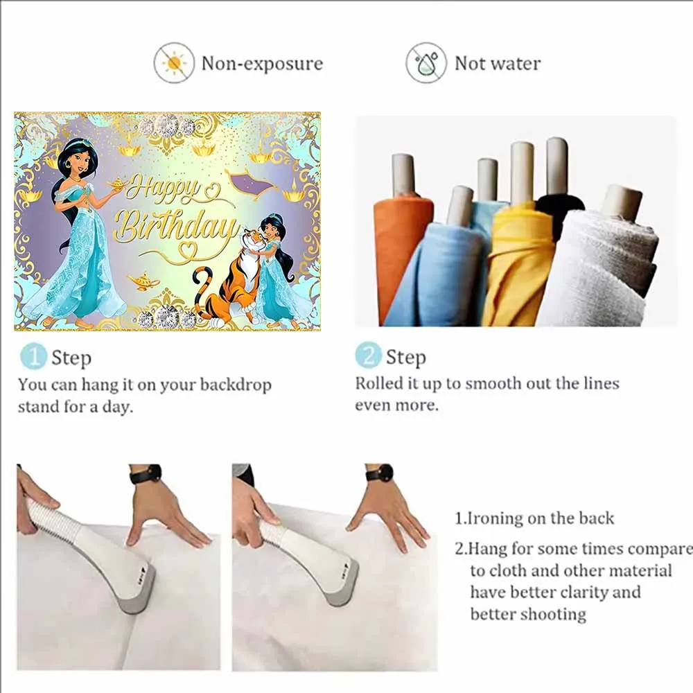 Dekoracje na przyjęcie urodzinowe w stylu Disneya, Księżniczka Jasmine, Aladdin, tło do pokoju dziewczynki, rekwizyty, sesja zdjęciowa dla dzieci, artykuły na baby shower