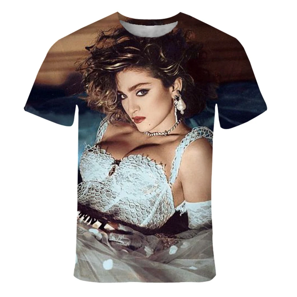 Summer fashion trend personalized singer Madonna 3D printed printed printed pattern casual and comfortable T-shirt