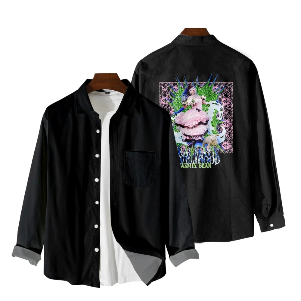 

Jazmin Bean Traumatic Livelihood Long Sleeve Shirts V-Neck Turn-down Collar Button Shirt Casual Style Tops