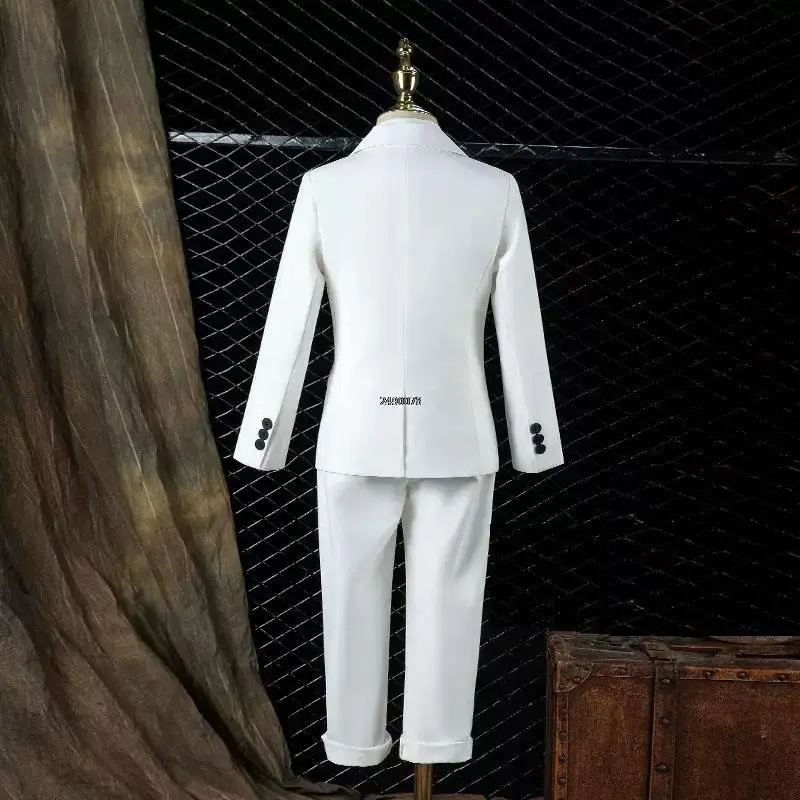 Children White Baptism Photography Suit Boys Wedding Dress Kids Formal Stage Performance Blazer Suit Birthday Ceremony Costume