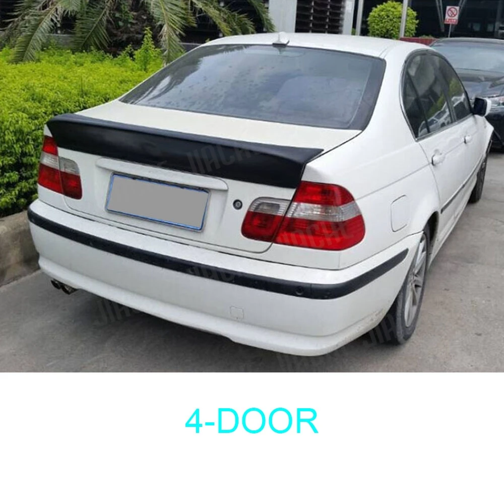 

JCYECF задний спойлер багажника для BMW 3 серии E46 1999-2006, 4-дверный спойлер из углеродного волокна FRP, неокрашенный черный задний спойлер, крыло