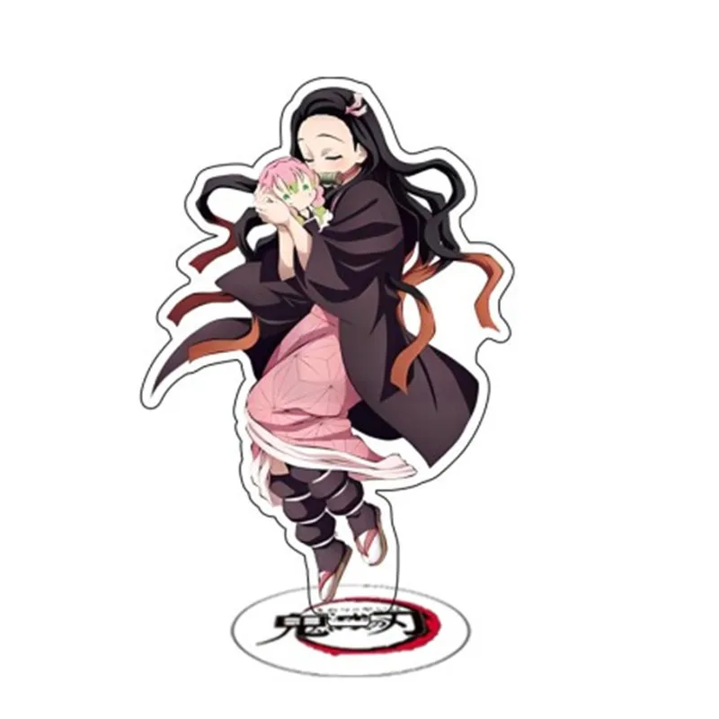 Anime 15cm Demon Slayer Acrylic Stand Hold Doll Pajama Scene Kamado Tanjirou Figure Hashibira Inosuke Statue Collectible Ornamen