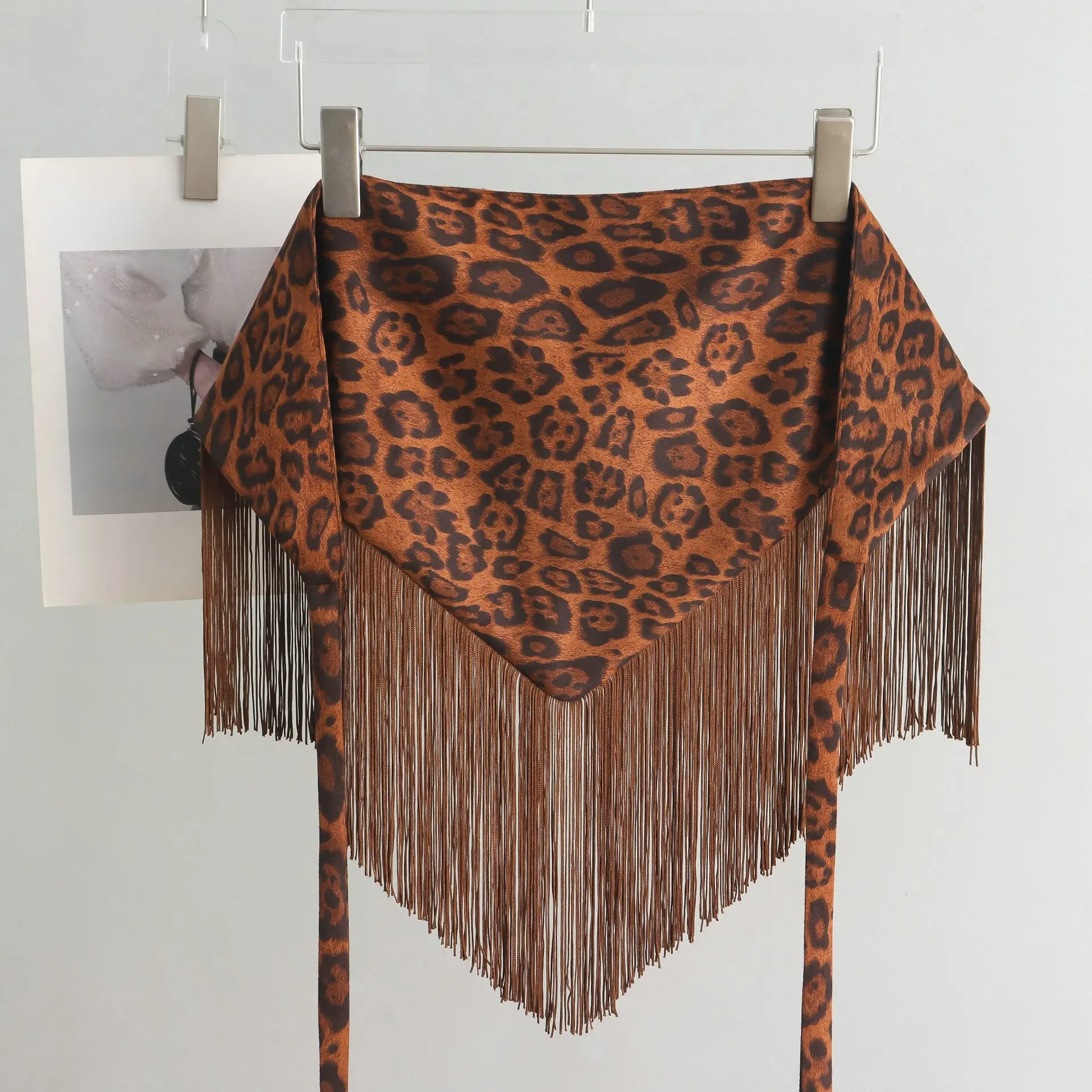 Millennium Hot Girl Style Leopard Print Tassel Fart Curtain Female American Retro Wide Belt with Skirt Jeans Waist Seal Scarf view 5