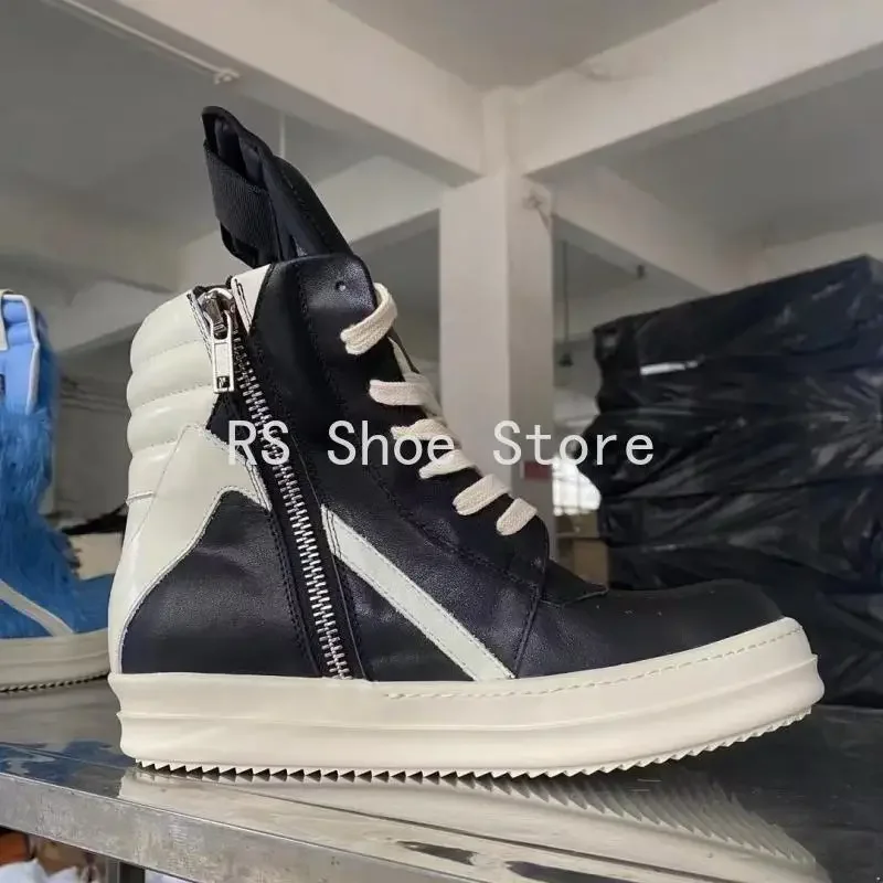 Ro حذاء رجالي جلد أسود حذاء بوت بطول الكاحل أحذية خارجية s عالية الجودة حذاء كاجوال جودة سستة النساء حذاء رياضة جلد البقر المسطح أحذية رياضية