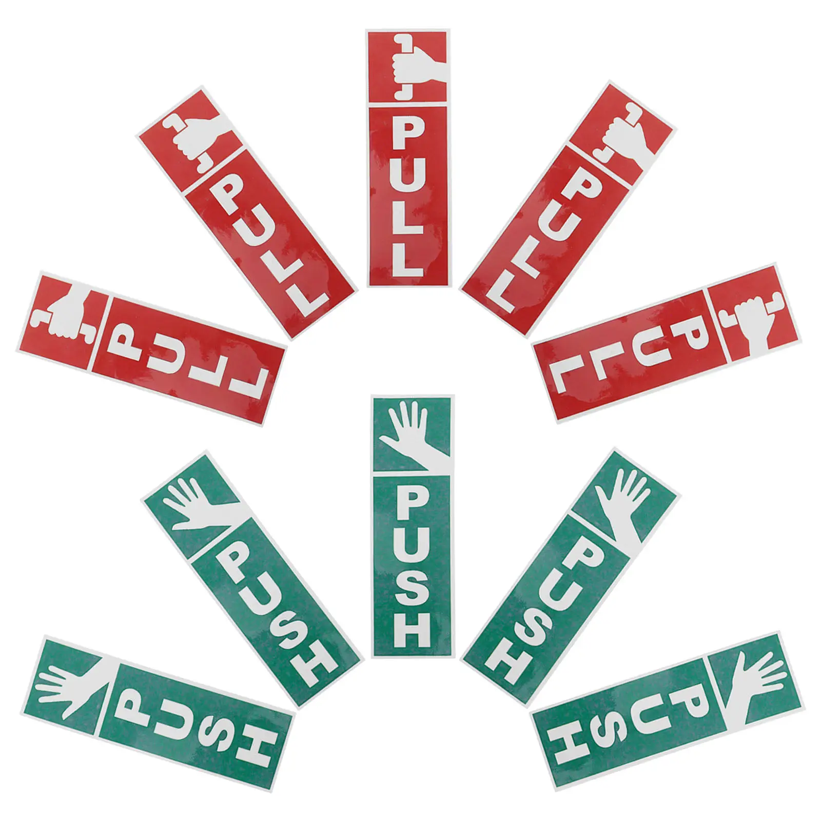 10Pcs Push Pull Door Stickers Self Adhesive Vinyl Glass Door Decals Red Green Clear Hd Print for Office Shop Cafe Sliding Doors - view 5