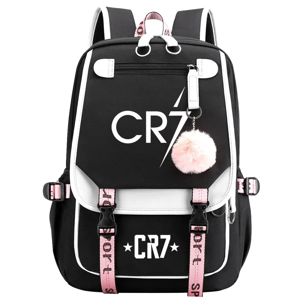 CR7 Backpack Patchwork Teens Girls Boys School Shoulder Bag Waterproof Canvas Bagpack High Capacity Mochila Escolar