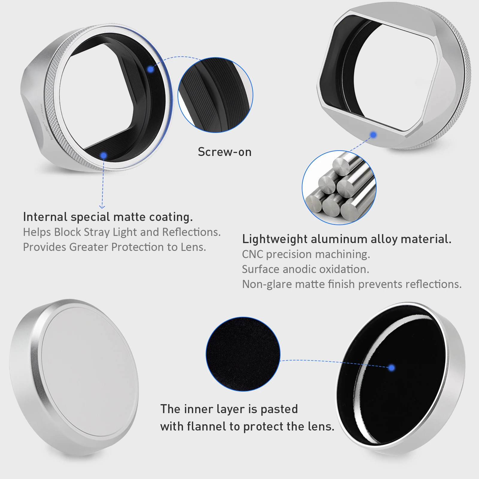 Kwadrat Haoge do Fujifilm X100VI Fuji X100V X100F X100T X100T X100S X100 X70 aparat fotograficzny srebrny z 49mm Adapter do filtra UV