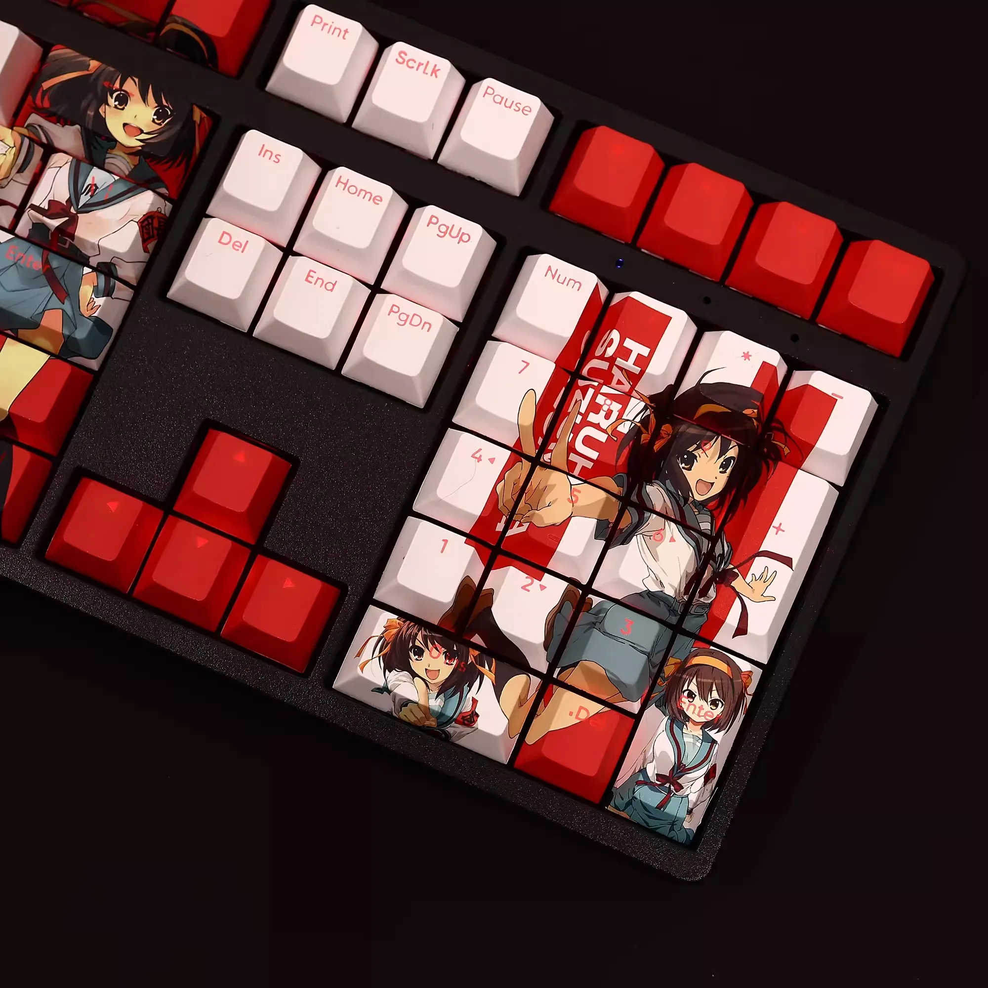 Imagem -05 - Suzuki Haruhi Anime Keycap Pbt Backlit Desenhos Animados Anime Jogos Key Caps para Ansi 61 87 104 108 Chaves Set