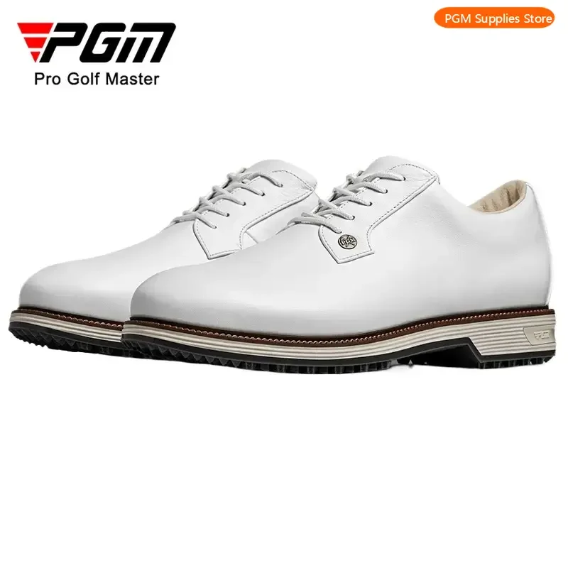 

PGM Men's Golf Shoes with Faux Cowhide Texture Upper Block Sports Sneakers Anti Slip Studs
