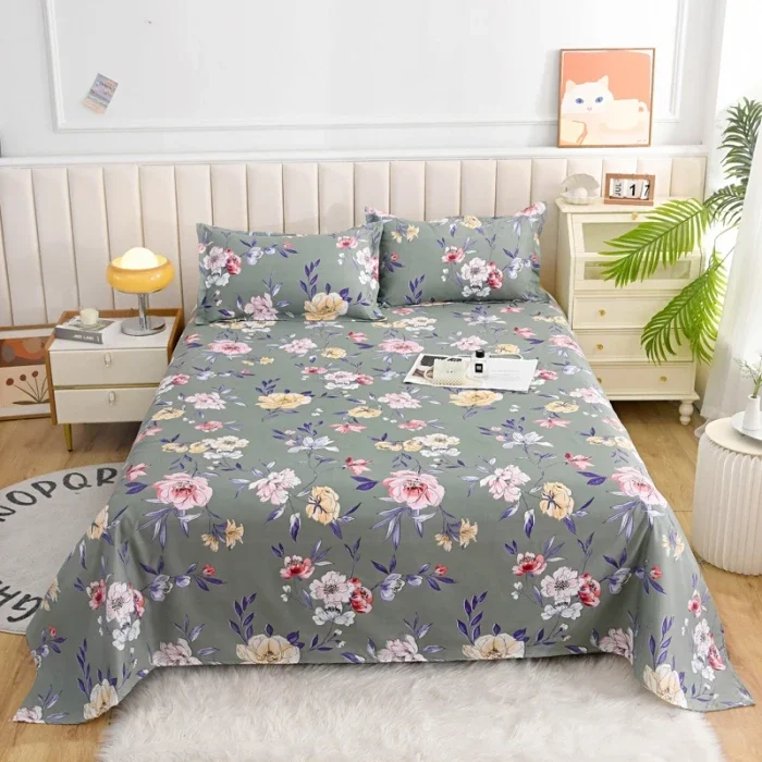 Flache Bettwäsche mit rotem Blumenmuster für Doppelbett, Einzelbett/Queen/King, reaktive bedruckte Bettlaken für Betten, Sabanas Cama 150 x 200