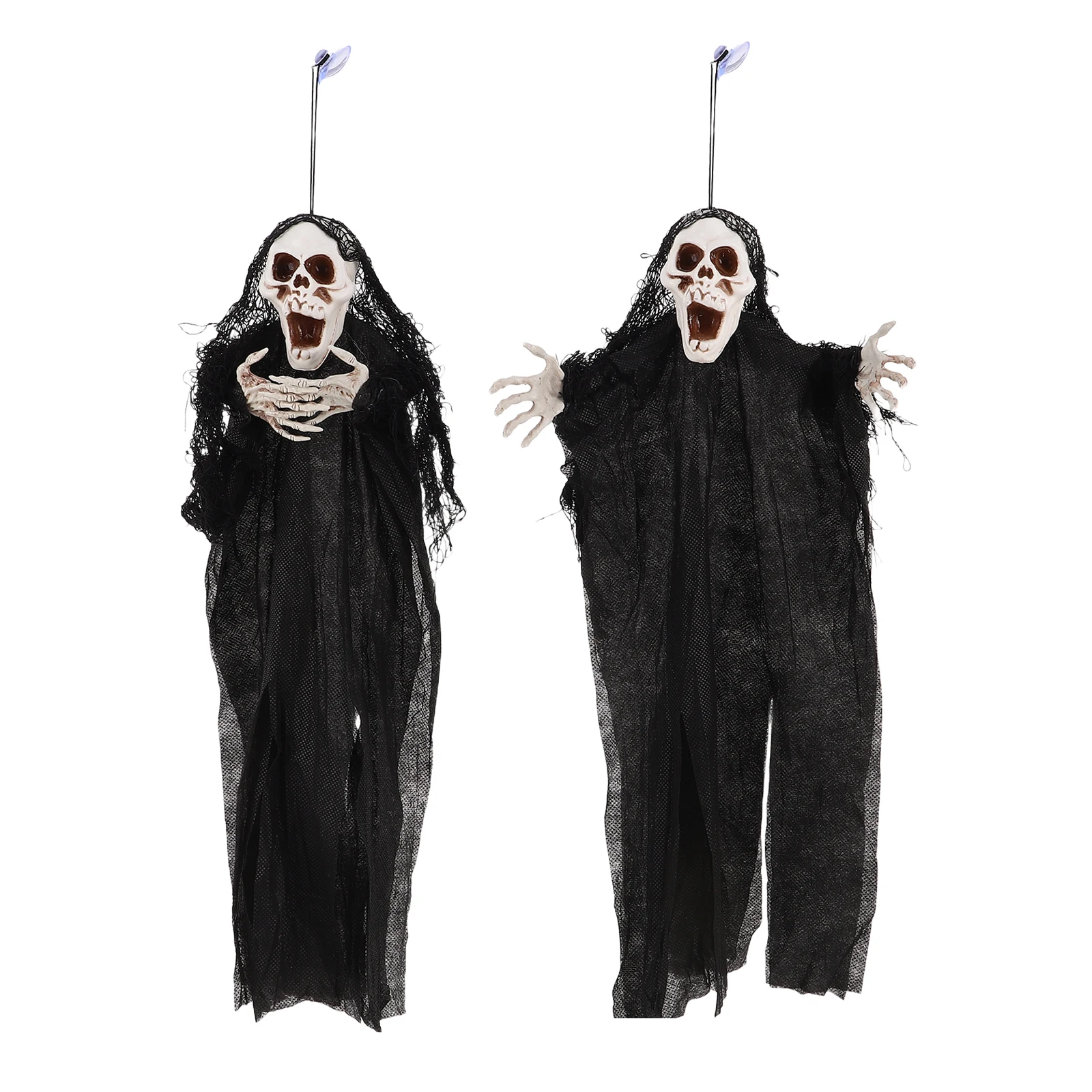 

2pcs Halloween Decorations Outdoor Hanging Ghosts Scary Props With Suction Cup Reusable Haunted House Party Spooky