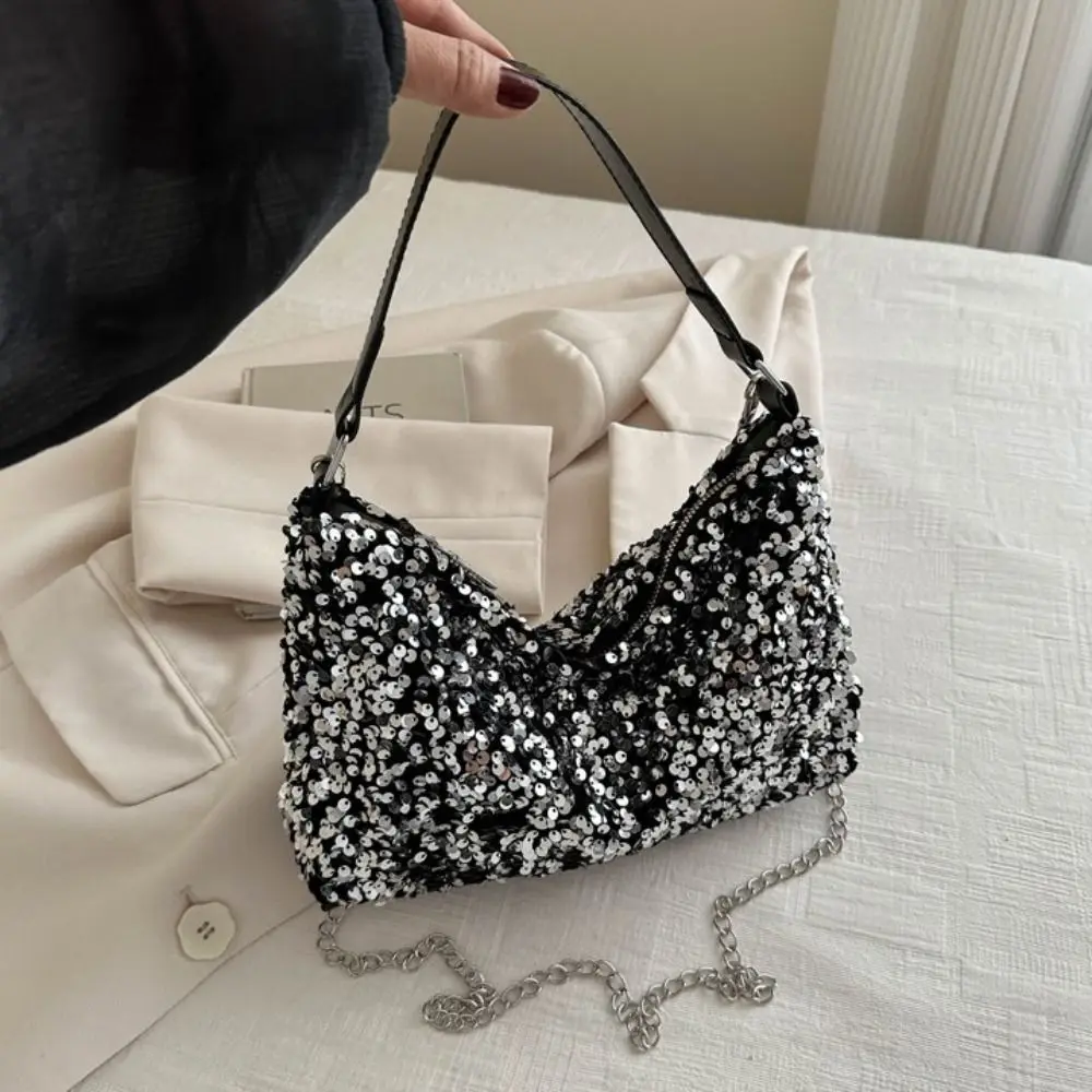 

Handbag Sequins Crossbody Bags Shiny Simple Chain Sequins Shoulder Bags Colorful Underarm Bag Square Hobo Bag