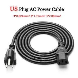 1.5M 3M 5M UL Certificated US Plug AC Power Connector Cable TV PC Laptop Power Supply Wire 3 Prong Copper Charging Line