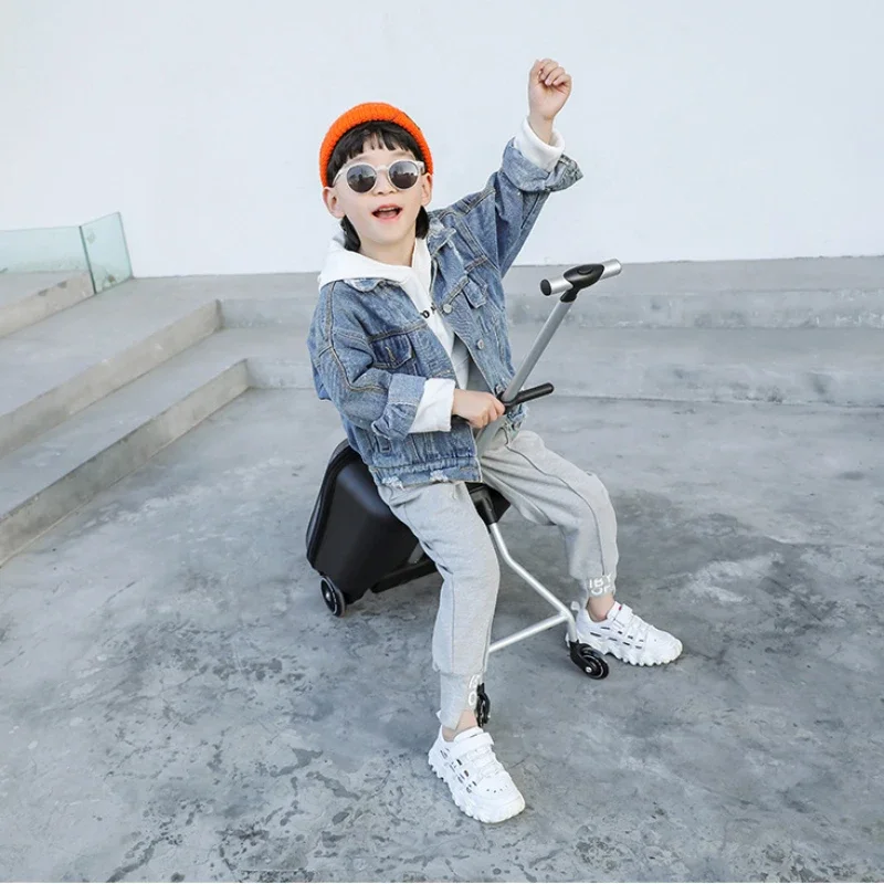 Kids Suitcase Fashion Upgraded Version Baby Sitting on Trolley Tavel Bag Suitcase Carry on Rolling Luggage 20 Inch for Kids