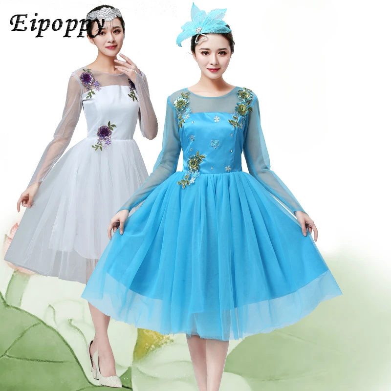 

Choral service modern dance costumes dance skirt dress square dance costume adult female chorus costumes