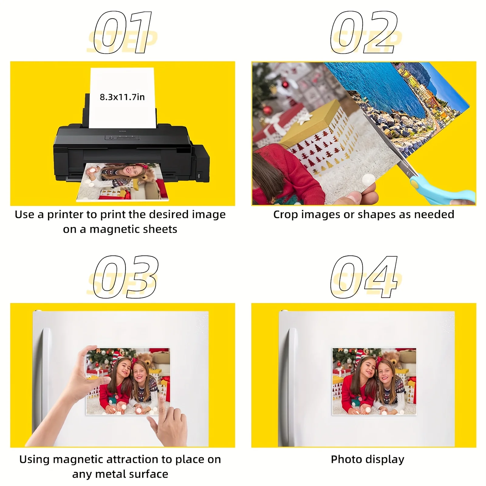 A4 Size 5 Sheets of Matte Printable Magnetic Photo Paper, 8.3×11.7 Inches 16Mil Magnetic Printing Paper, Inkjet Printing