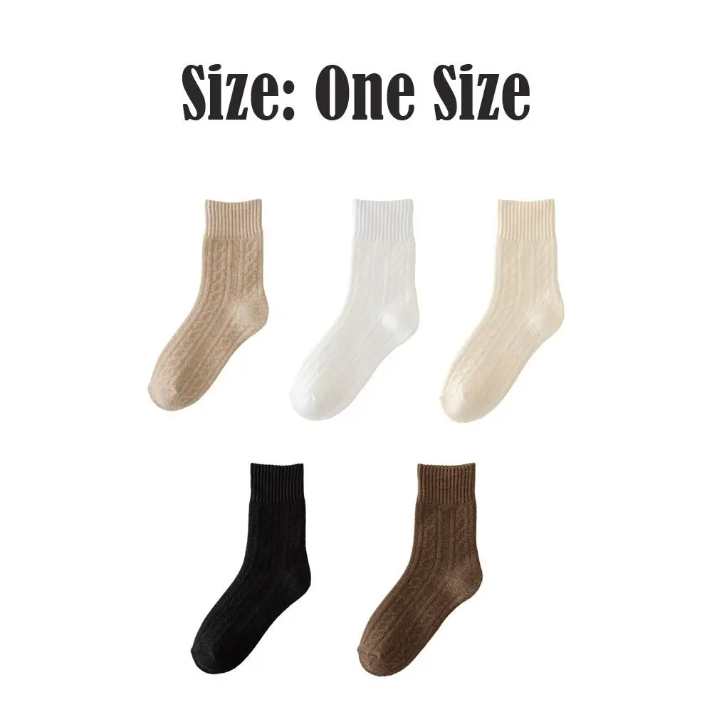 1/5 أزواج الشتاء الدافئ سميكة جوارب من الصوف. الصوف مكافحة البرد المرأة جوارب يمكن السير بها على الأرض بلون سلس البولي القطن الثلوج الجوارب #6