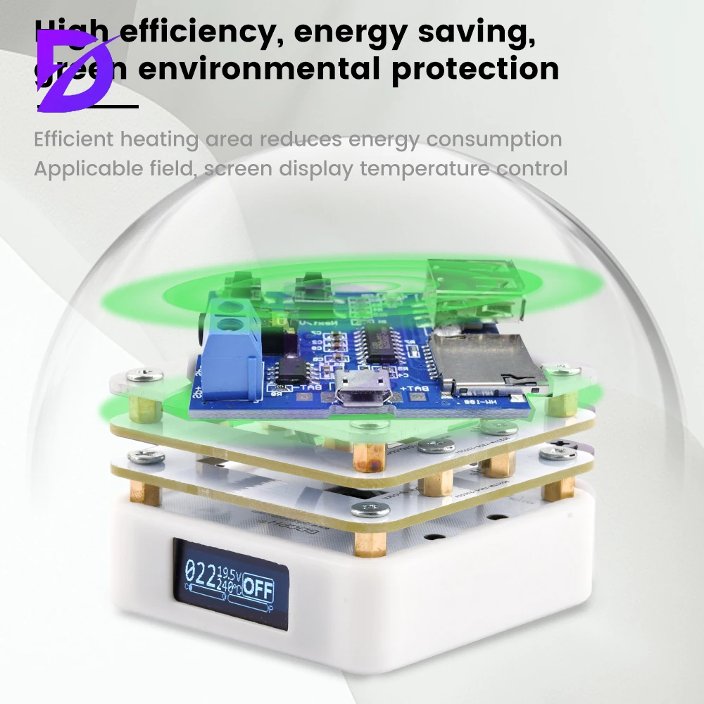 Mini estação de pré-aquecimento de solda de placa quente 65W Pré-aquecedor Multi modos inteligentes Display OLED embutido