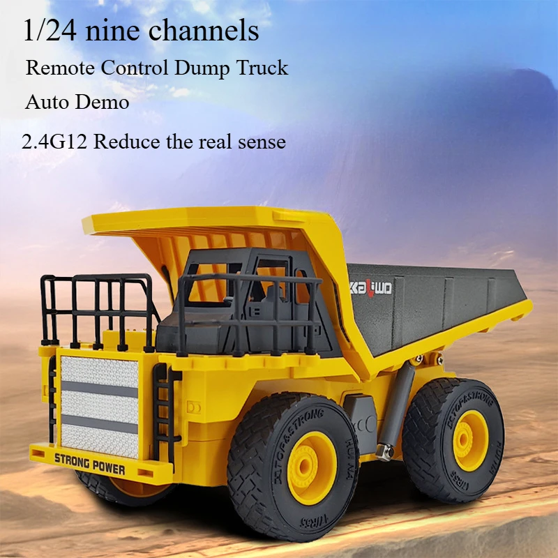 

1/24 nine-channel trumpet remote control electric simulation dump truck engineering truck children's toy model rc excavator