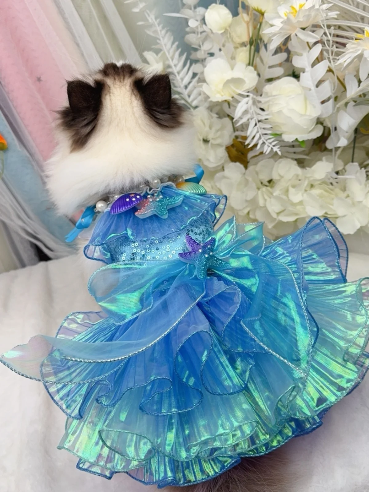 Fancy Pet Cosplay Cat Mermaid Dress Pet Bear Foam Pet Cat Dog Dress Pet Cat Cosplay Princess Dress