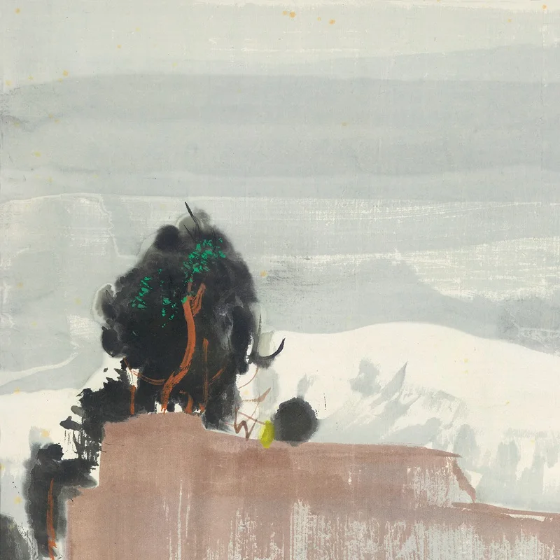 لوحة تجريدية صينية "عائلة على الفطيرة من Wu Guanzhong" متحف الفن الكلاسيكي عالي الوضوح استنساخ آلام زخرفية