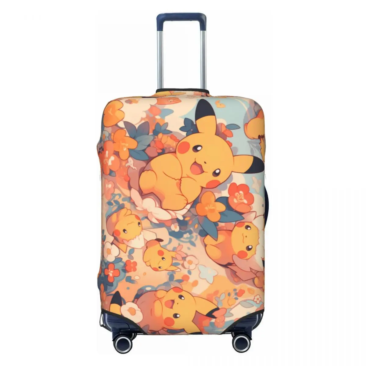 Custom Pokemon Pikachu Luggage Cover Protector Washable Travel Suitcase Covers