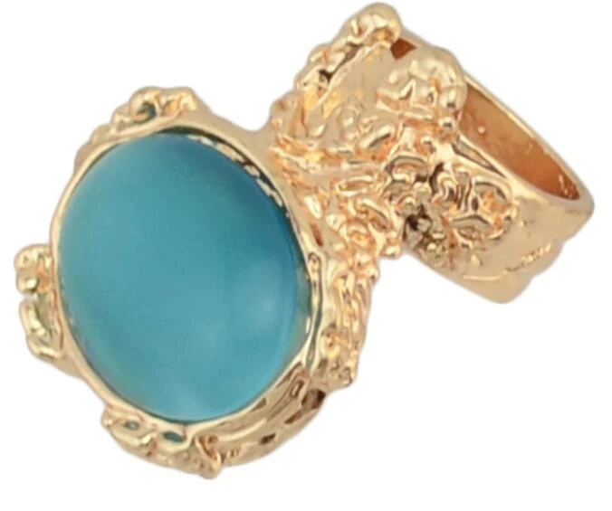 Fashion Exaggerate Large Crystal Turquoise Pattern Women Rings Full Crystal Jewelry Accessories for Women Party Gift