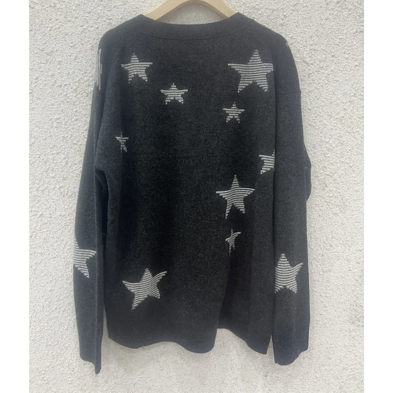 Zadig Star Cardigan Women Black Wool Sweater Female Casual Thin Jumpers Apricot Cardigans Knitwear Fashion Button Sweaters Tops